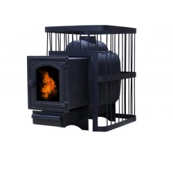 Печь банная ComfortProm ЧУГУН, для парной до 20 кубов, вес 72 кг, длина дров до 40 см, на 130 кг камней, чугунная дверь со стеклом