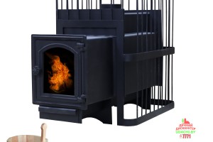 Печь банная ComfortProm СТАЛЬ 8 мм 26м3, чугунная дверь со стеклом