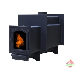 Печь банная ComfortProm СТАЛЬ 8 мм 26м3, чугунная дверь со стеклом