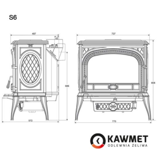 Чугунная печь KAWMET Premium S6 (13,9 kW)
