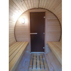 Баня-бочка ComfortProm 5 метров с печным узлом, предбанником и помывочной + козырёк 0,5м Баня-бочка ComfortProm 5 метров с печным узлом, предбанником и помывочной + козырёк 0,5м