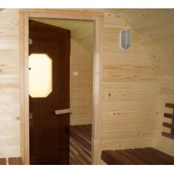 Баня-бочка ComfortProm 5 метров с печным узлом, предбанником и помывочной