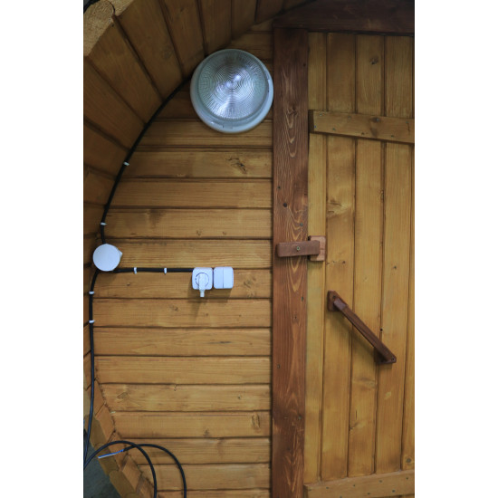 Баня-бочка ComfortProm 2 метра с печным узлом + козырёк 0,5м