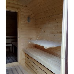 Баня-бочка ComfortProm 3 метра с печным узлом и предбанником +терраса 0,5м