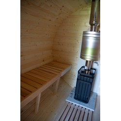 Баня-бочка ComfortProm 5 метров с печным узлом, предбанником и помывочной + терраса 0,5м