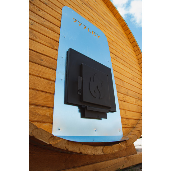 Баня-бочка ComfortProm 4 метра с печным узлом и предбанником +  терраса 0,5м