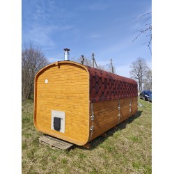 Комплект Баня квадро-бочка ComfortProm 3 метра с печным узлом и предбанником + терраса 0,5м для самостоятельной сборки  Комплект Баня квадро-бочка ComfortProm 3 метра с печным узлом и предбанником + терраса 0,5м для самостоятельной сборки