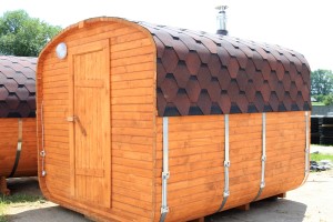 Баня квадро-бочка ComfortProm 3 метра с печным узлом и предбанником