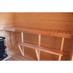 Баня квадро-бочка ComfortProm 2 метра с печным узлом + козырёк 0,5м