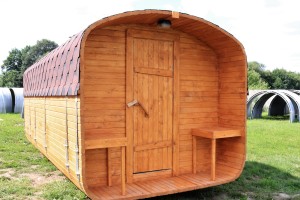 Баня квадро-бочка ComfortProm 5 метров с печным узлом, предбанником и помывочной + терраса 0,5м