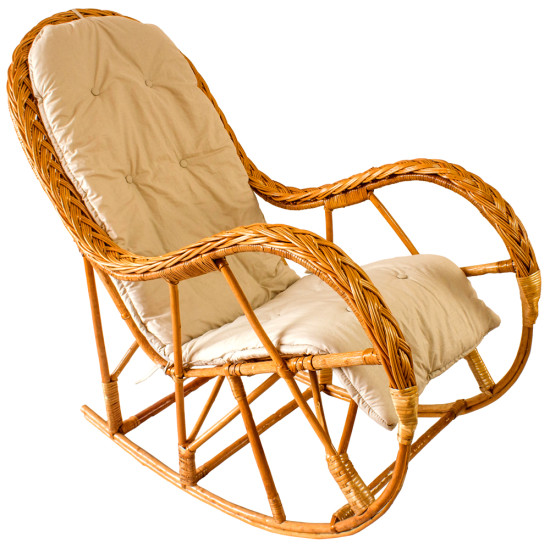 Кресло-качалка из натуральной лозы КК 4/3 с подушкой