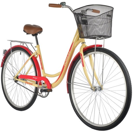 Велосипед Foxx Vintage 28" (2021) с корзиной бежевый