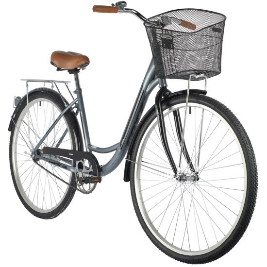 Велосипед Foxx Vintage 28" (2021) с корзиной серый
