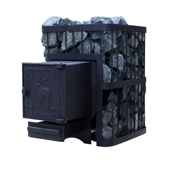 Печь банная ComfortProm ОПТИМАЛЬНАЯ УСИЛЕННАЯ 3 мм, для парной до 16 кубов, вес 56 кг, длина дров до 30 см, на 130 кг камней, чугунная дверь