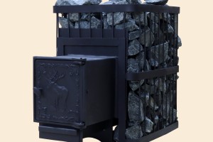 Печь банная ComfortProm СТАЛЬ 3 мм, для парной до 20 кубов, вес 56 кг, длина дров до 40 см, на 130 кг камней, чугунная дверь