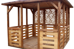 Беседка деревянная ComfortProm с четырёхскатной крышей 3x3 метра 