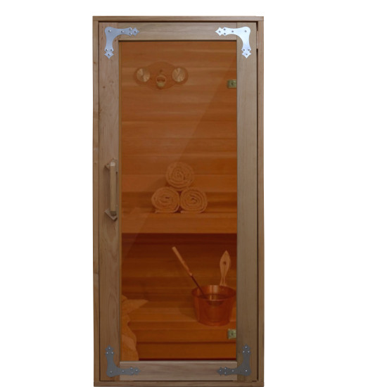 Дверь для бани 700*1900 ComfortProm деревянная со стеклом, бронза прозрачная
