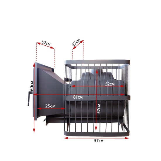 Печь банная ComfortProm ЧУГУН ПРЕМИУМ ПАНОРАМА, для парной до 26 кубов, вес 91 кг, длина дров до 50 см, на 160 кг камней