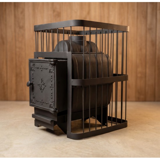 Печь банная ComfortProm ЧУГУН БЕЗ ВЫНОСА, для парной до 20 кубов, вес 70 кг, длина дров до 40 см, на 130 кг камней, чугунная дверь