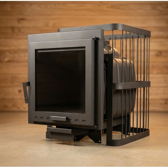 Печь банная ComfortProm ЧУГУН ПРЕМИУМ ПАНОРАМА, для парной до 26 кубов, вес 91 кг, длина дров до 50 см, на 160 кг камней