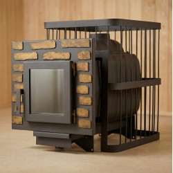 Печь банная ComfortProm ЧУГУН ПРЕМИУМ, для парной до 26 кубов, вес 85 кг, длина дров до 50 см, на 160 кг камней,  дверь со стеклом декор