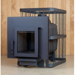 Печь банная ComfortProm ЧУГУН ПРЕМИУМ, для парной до 26 кубов, вес 85 кг, длина дров до 50 см, на 160 кг камней,  дверь со стеклом