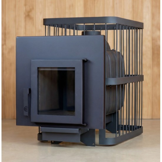 Печь банная ComfortProm ЧУГУН ПРЕМИУМ, для парной до 26 кубов, вес 85 кг, длина дров до 50 см, на 160 кг камней,  дверь со стеклом