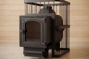 Печь банная ComfortProm ЧУГУН ПРЕМИУМ, для парной до 26 кубов, вес 83 кг, длина дров до 50 см, на 160 кг камней, чугунная дверь со стеклом