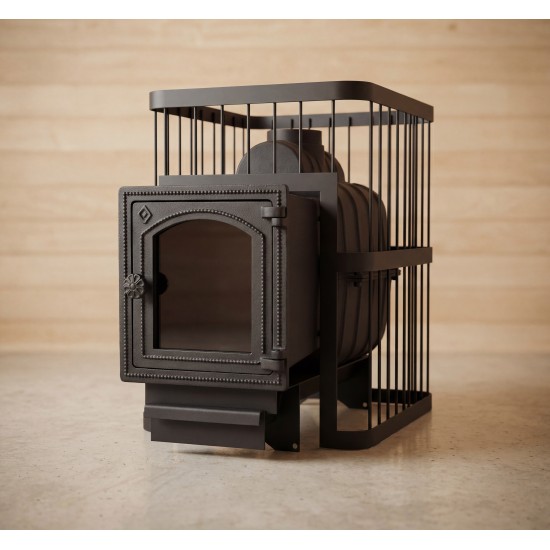 Печь банная ComfortProm ЧУГУН ПРЕМИУМ, для парной до 26 кубов, вес 83 кг, длина дров до 50 см, на 160 кг камней, чугунная дверь со стеклом