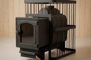 Печь банная ComfortProm ЧУГУН, для парной до 20 кубов, вес 72 кг, длина дров до 40 см, на 130 кг камней, чугунная дверь со стеклом