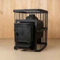 Печь ComfortProm банная ЧУГУН, для парной до 20 кубов, вес 73 кг, длина дров до 40 см, на 130 кг камней, чугунная дверь