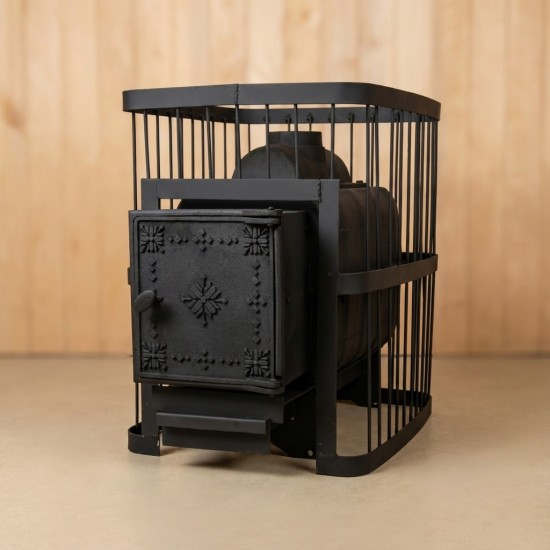 Печь ComfortProm банная ЧУГУН, для парной до 20 кубов, вес 73 кг, длина дров до 40 см, на 130 кг камней, чугунная дверь