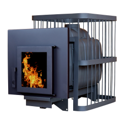 Печь банная ComfortProm ЧУГУН, для парной до 20 кубов, вес 74 кг, длина дров до 40 см, на 130 кг камней, дверь со стеклом