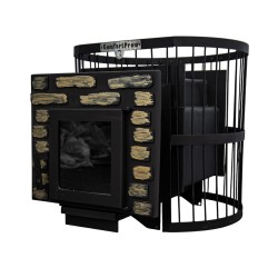 Печь банная ComfortProm СТАЛЬ 8 мм, для парной до 16 кубов, вес 79 кг, длина дров до 30 см, на 130 кг камней, дверь со стеклом декор