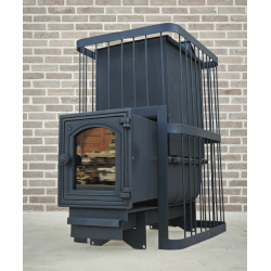 Печь банная ComfortProm ЧУГУН ЗАКРЫТАЯ КАМЕНКА, для парной до 20 кубов, вес 91 кг, длина дров до 40 см, на 190 кг камней, чугунная дверь со стеклом