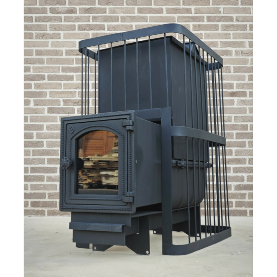 Печь банная ComfortProm ЧУГУН ЗАКРЫТАЯ КАМЕНКА, для парной до 20 кубов, вес 91 кг, длина дров до 40 см, на 190 кг камней, чугунная дверь со стеклом