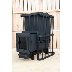 Печь банная ComfortProm ЧУГУН ПРЕМИУМ ЗАКРЫТАЯ КАМЕНКА, для парной до 26 кубов, вес 107 кг, длина дров до 50 см, на 200 кг камней, чугунная дверь со стеклом