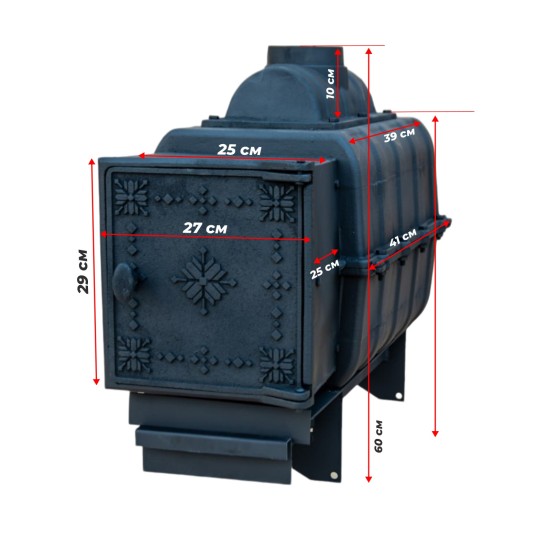 Печь ComfortProm банная ЧУГУН, для парной до 20 кубов, вес 73 кг, длина дров до 40 см, на 130 кг камней, чугунная дверь