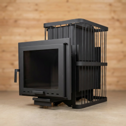 Печь банная ComfortProm СТАЛЬ 8 мм ЗАКРЫТАЯ КАМЕНКА, для парной до 26 кубов, вес 125 кг, длина дров до 50 см, на 200 кг камней, ПАНОРАМА