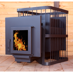 Печь банная ComfortProm СТАЛЬ 3 мм, для парной до 16 кубов, вес 50 кг, длина дров до 30 см, на 130 кг камней, дверь со стеклом