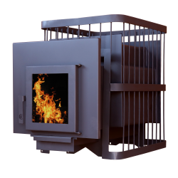 Печь банная ComfortProm СТАЛЬ 8 мм, для парной до 16 кубов, вес 79 кг, длина дров до 30 см, на 130 кг камней, дверь со стеклом
