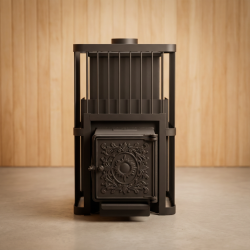 Печь банная ComfortProm СТАЛЬ 8 мм ЗАКРЫТАЯ КАМЕНКА, для парной до 20 кубов, вес 103 кг, длина дров до 40 см, на 180 кг камней, чугунная дверь 		