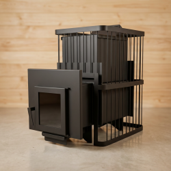 Печь банная ComfortProm СТАЛЬ 8 мм ЗАКРЫТАЯ КАМЕНКА, для парной до 26 кубов, вес 117 кг, длина дров до 50 см, на 200 кг камней, дверь со стеклом