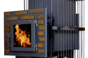 Печь банная ComfortProm СТАЛЬ 8 мм ЗАКРЫТАЯ КАМЕНКА, для парной до 20 кубов, вес 100 кг, длина дров до 40 см, на 180 кг камней, дверь со стеклом декор