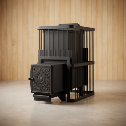 Печь банная ComfortProm СТАЛЬ 8 мм ЗАКРЫТАЯ КАМЕНКА, для парной до 20 кубов, вес 103 кг, длина дров до 40 см, на 180 кг камней, чугунная дверь 		