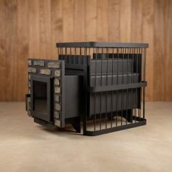 Печь банная ComfortProm СТАЛЬ 8 мм, для парной до 26 кубов, вес 104 кг, длина дров до 50 см, на 160 кг камней, дверь со стеклом декор