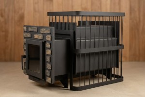 Печь банная ComfortProm СТАЛЬ 8 мм, для парной до 26 кубов, вес 104 кг, длина дров до 50 см, на 160 кг камней, дверь со стеклом декор