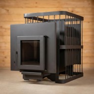 Печь банная ComfortProm СТАЛЬ 8 мм, для парной до 16 кубов, вес 79 кг, длина дров до 30 см, на 130 кг камней, дверь со стеклом