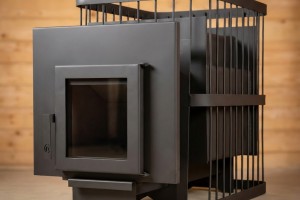 Печь банная ComfortProm СТАЛЬ 8 мм, для парной до 20 кубов, вес 89 кг, длина дров до 40 см, на 130 кг камней, дверь со стеклом