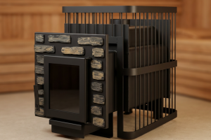 Печь банная ComfortProm СТАЛЬ 8 мм, для парной до 20 кубов, вес 89 кг, длина дров до 40 см, на 130 кг камней, дверь со стеклом декор